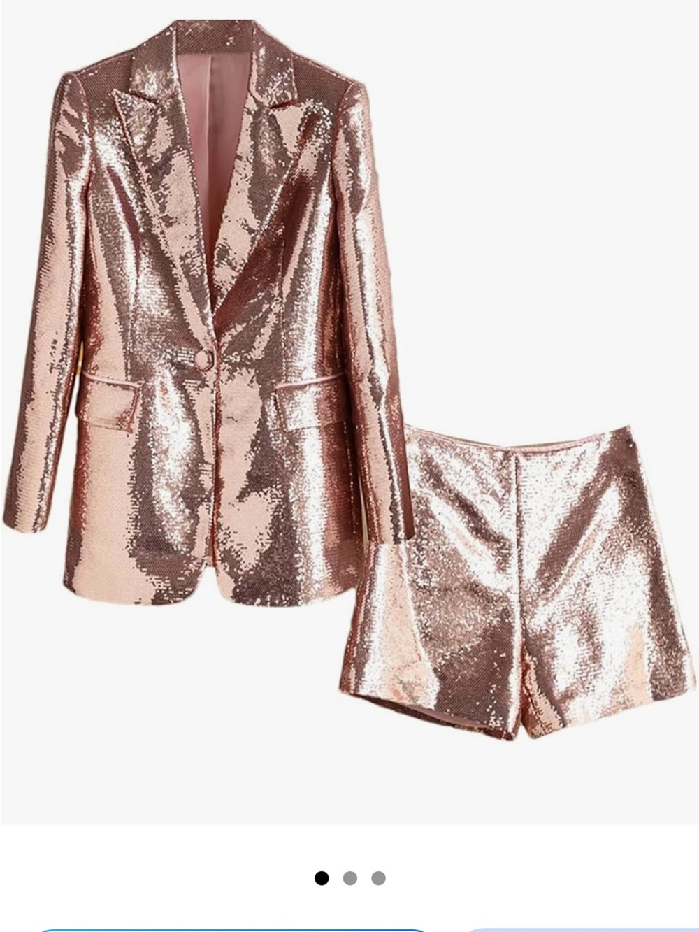 Rose Gold Sequin Blazer and Shorts Set NEW